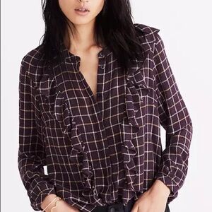 MADWELL Ruffle front button flannel